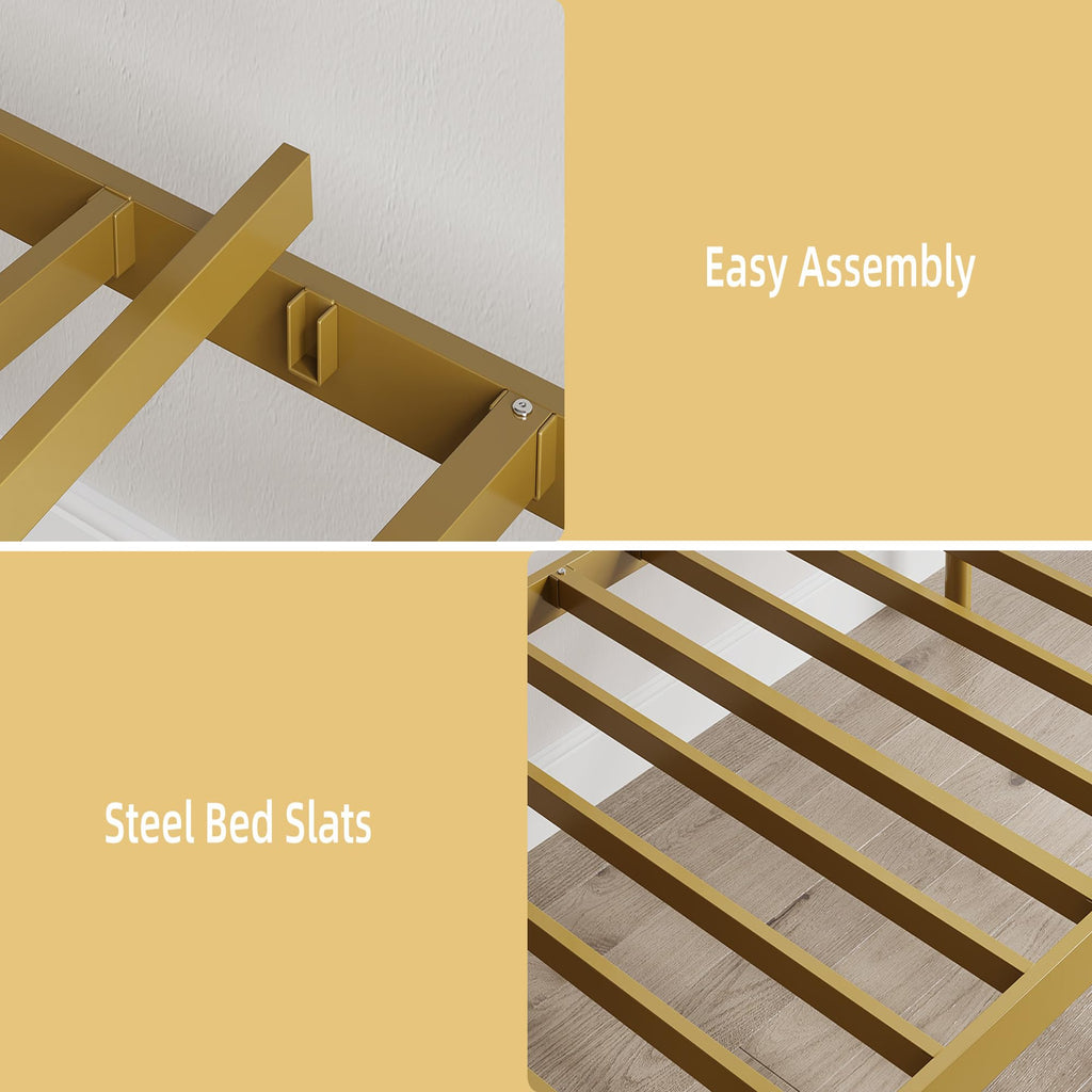 Twin Size Daybed Frame, Metal Sofa Day Bed Frame, Gold