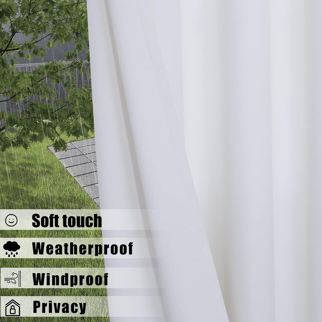 Waterproof Indoor/Outdoor Curtains Thermal Insulated | Sun Blocking Privacy Grommet Blackout Curtains /Porch/Living