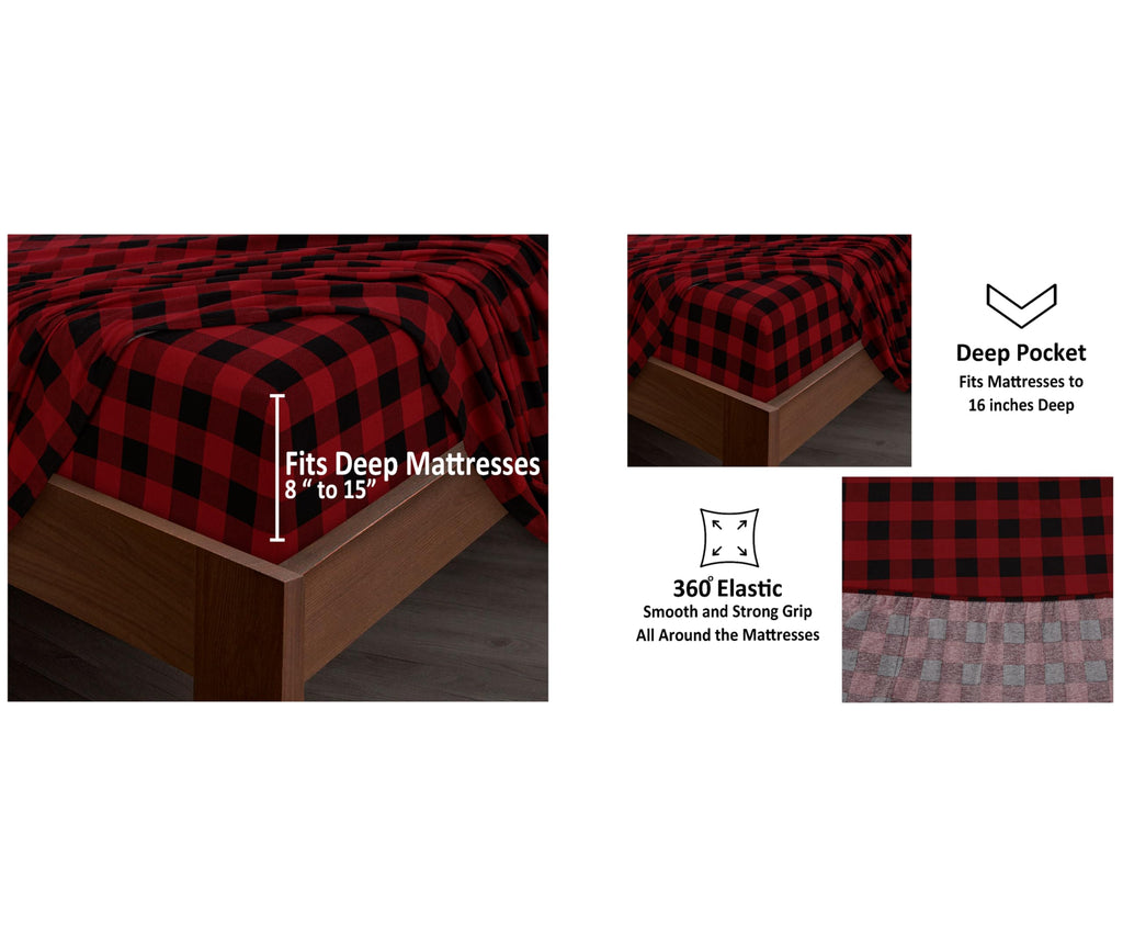 4 Piece 100% Cotton Flannel Sheets Full Size Bed Set - Warm & Extra Soft - Deep Pockets, Breathable, All Seasons