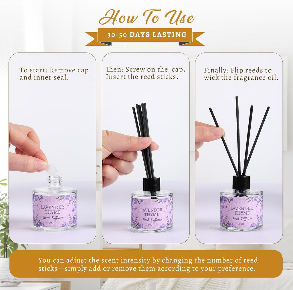 Reed Diffuser Set, 10.14 Oz Reed Diffusers with 30 Sticks - Set of 6