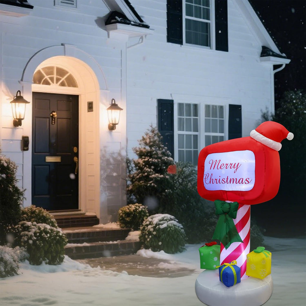 Christmas Inflatables Decorations Outdoor, 6FT Inflatable Xmas Mailbox with Built-in LED Lights, Lighted Blow Up