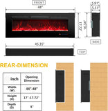 48 Inches Electric Fireplace Inserts, Recessed and Wall Mounted Fireplace Heater for Indoor Use with Remote Control