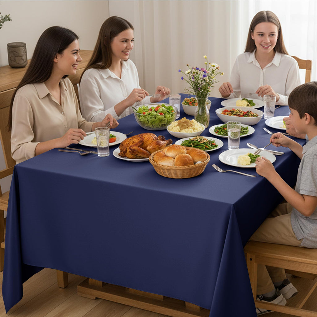 6-Pack Navy Blue Tablecloths for Rectangle Tables, 90 x 132 Inches