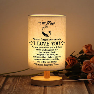 Gifts for Son from Mom Dad- Son Gifts from Mom Fabric Wooden Desk Lamp Gifts for Adult Son Graduation Gifts, to My