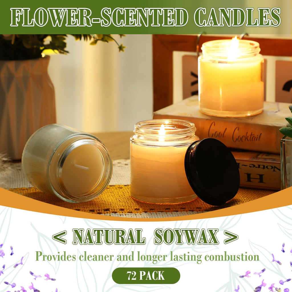 36 Pcs Bulk Candle Mini Mason Jar Candle, Freesia, Gardenia, Lavender