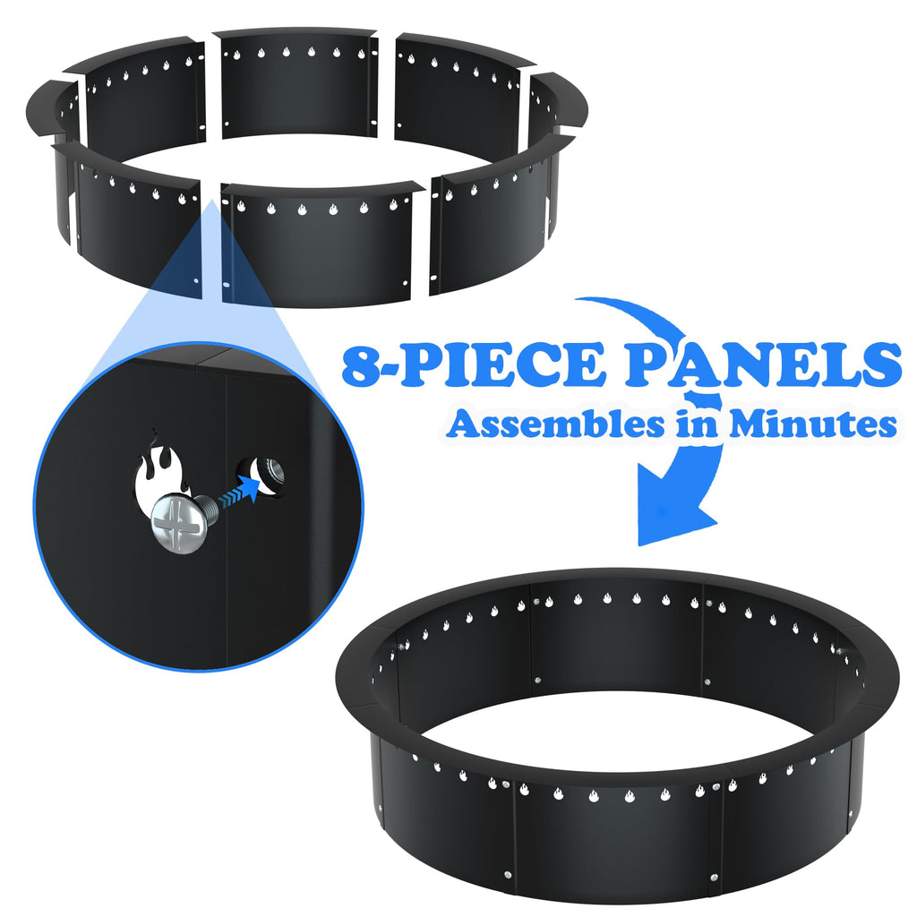 35.5'' Fire Pit Ring, Outdoor Smokeless Fire Pit Liner, Heavy Duty Steel Wood Burning Firepit Rings Insert kit, DIY