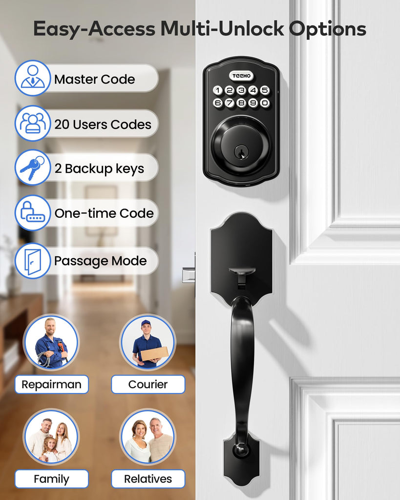 Keyless Entry Door Lock Set for Front Door, Matte Black