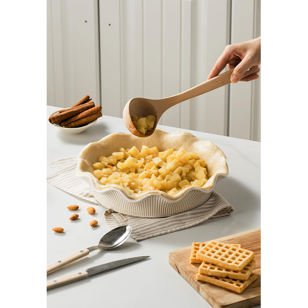 Ceramic Deep Pie Pan for Baking, 11 inch Porcelain Pie Dish for Apple Pie, Oven & Dishwasher Safe, Farmhouse Decor