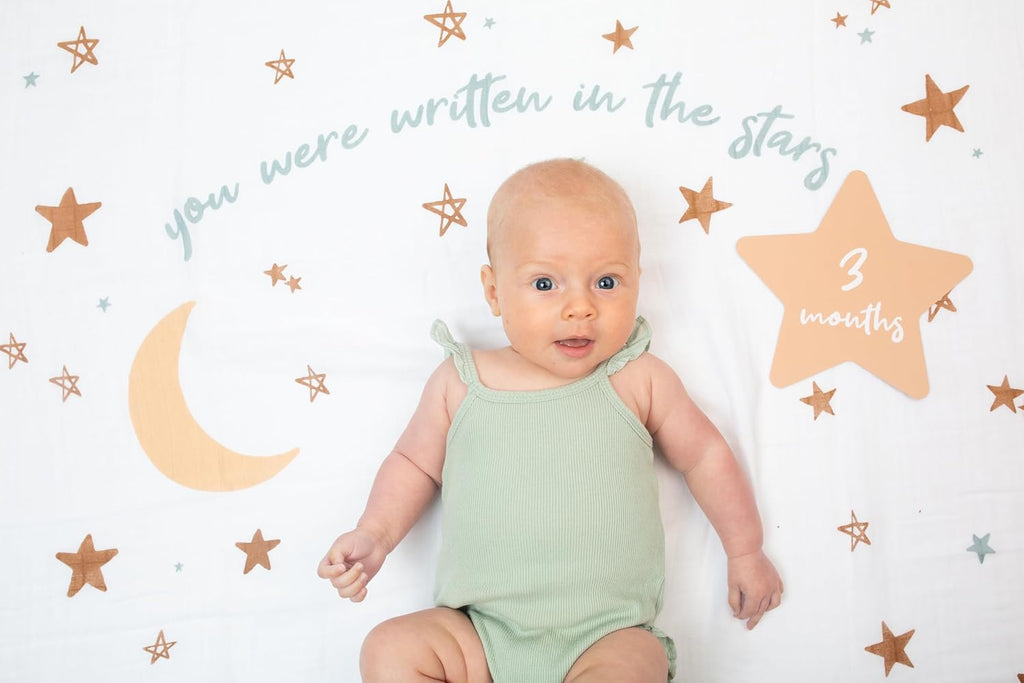 Baby's First Year Milestone Blanket and Card Set | 40in x 40in (Written in the Stars)