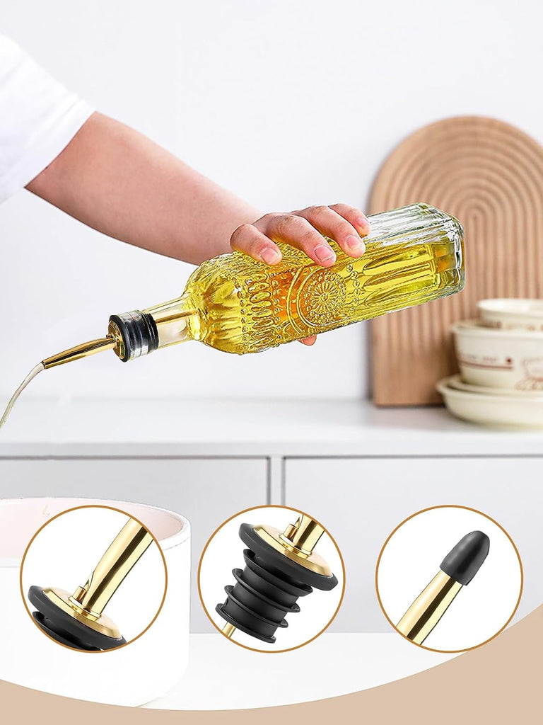 Olive Oil Dispenser Bottle,17oz Clear Glass Cooking Oil and Vinegar Dispenser Set, Coffee Syrup Dispenser - Set of 2