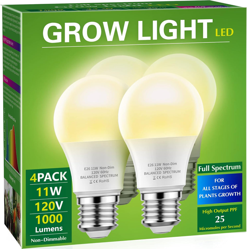 4 Pack Grow Light Bulbs & 3 Hanging Grow Light