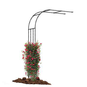 Half Garden Arch Trellis, 7.9FT Tall Pre-Assembled Metal Arbor Black