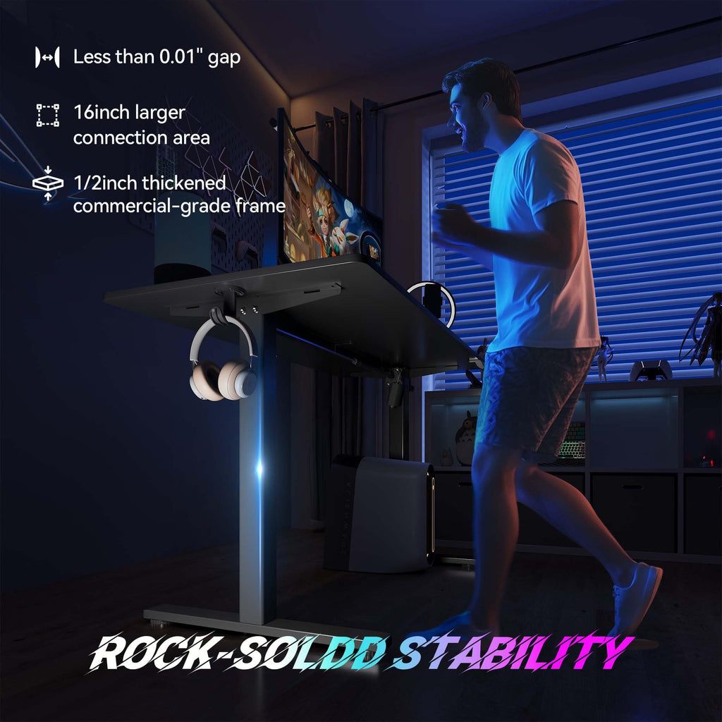 55 x 24 Inch Electric Standing Desk, 3 Memory Presets, Black