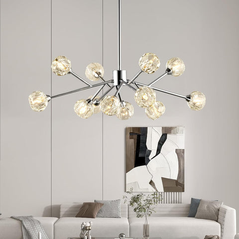 Sputnik Chandeliers for Dining Room Light Fixture Over Table, Modern Crystal Chandeliers, 12 Lights Chrome Lighting Fixtures for Living Room Bedroom Kitchen Island Bar A116-B08L99F41Z