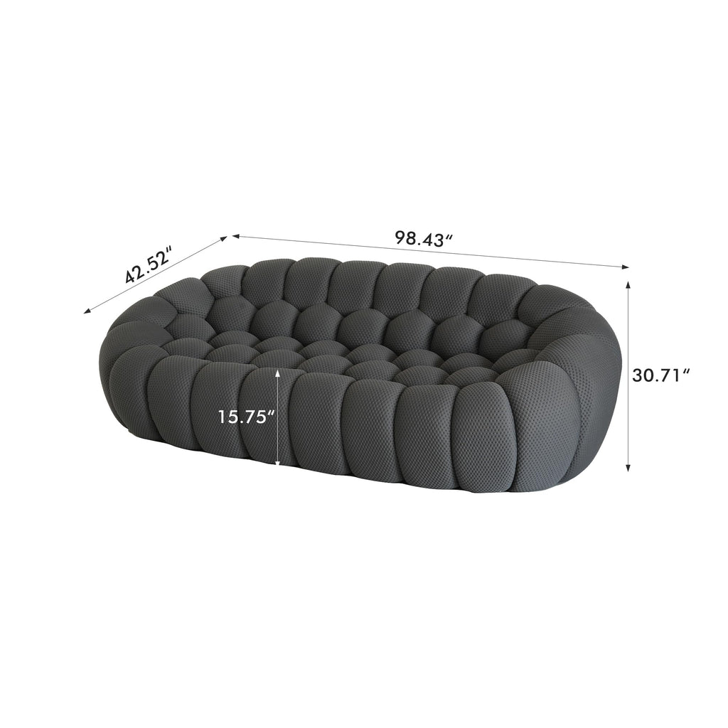 Bubble Couch, Modern Curved Couch, Memory Foam Round Lazy Floor, 3D Honeycomb Bubble Curved Sofas (Dark Grey, 98.43")