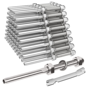 50 Pack 1/8" Cable Railing Swage Threaded Stud Tension End Fitting