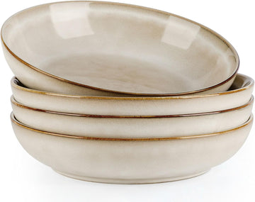 8.5'' Ceramic Pasta Bowls Set of 4, 36oz Large Stoneware Bowls Set | Large Dinner Serving Bowls Set, Wide Bowl Plate