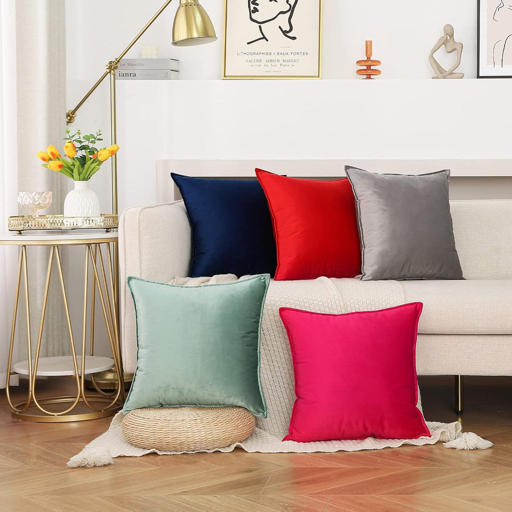 Velvet Navy Blue Throw Pillow Covers 18x18 Inches Pack of 2 Soft Decorative Square Cushion Covers,45x45Cm