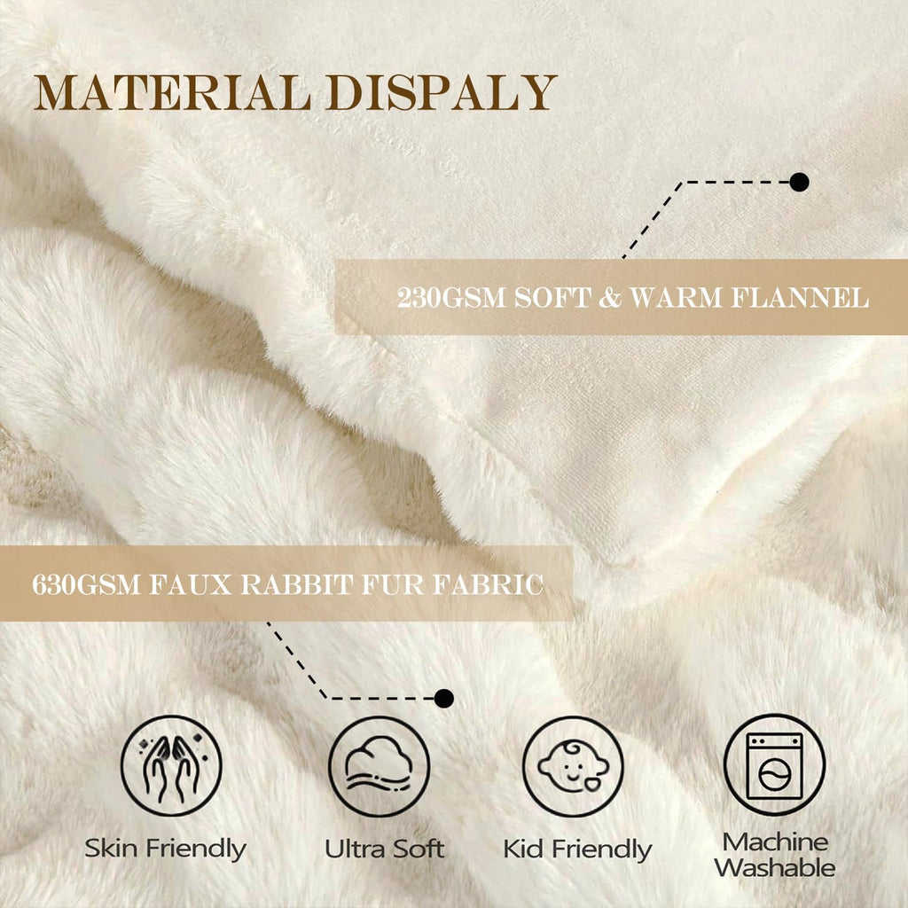 Luxury Faux Fur Throw Blanket Fuzzy for Couch Soft Thick Blanket for Bed Sofa Cute Plush Fuzzy Warm Blanket for All