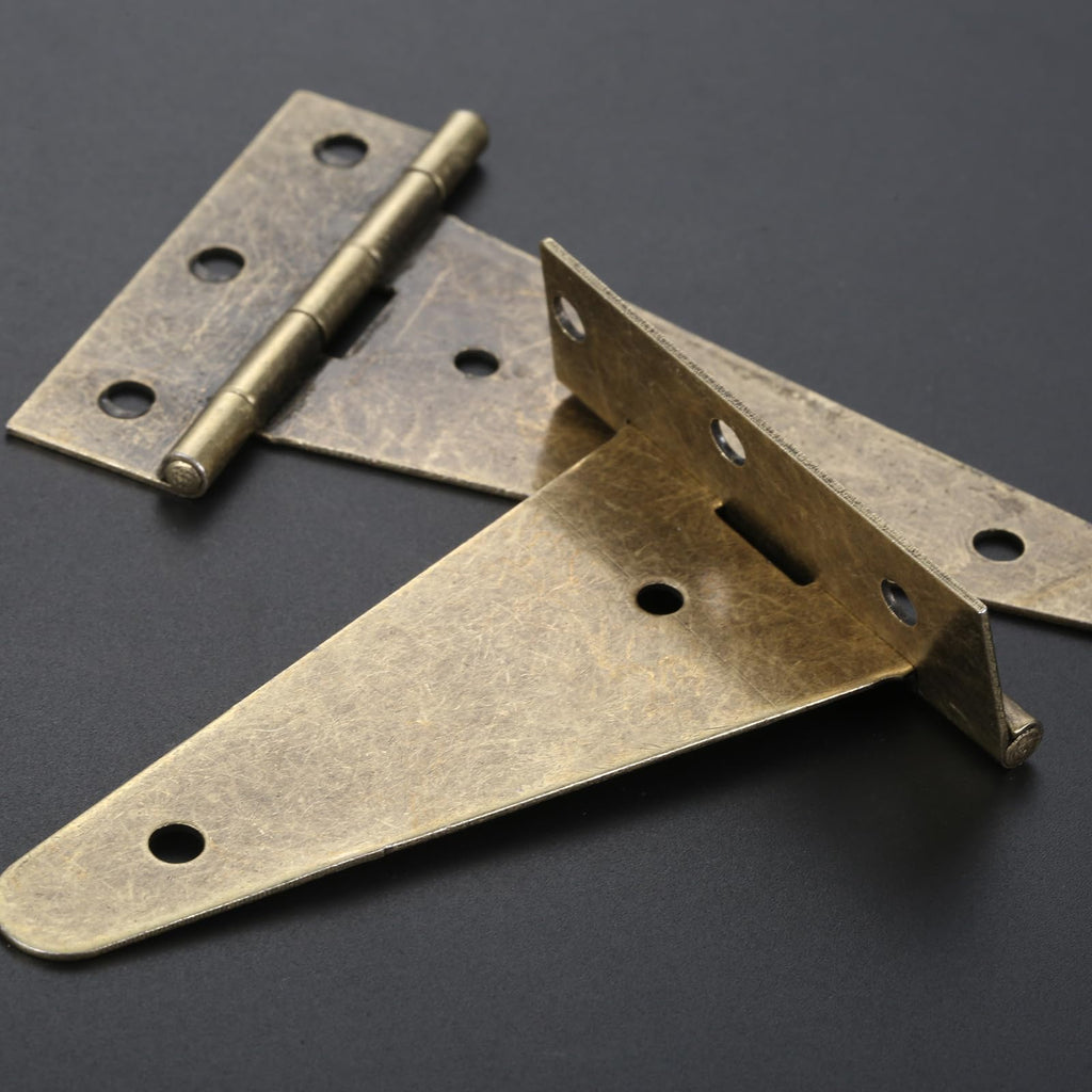 4Pcs Antique Bronze T-Strap Butt Hinges with Screws, 3.98"x2.36"