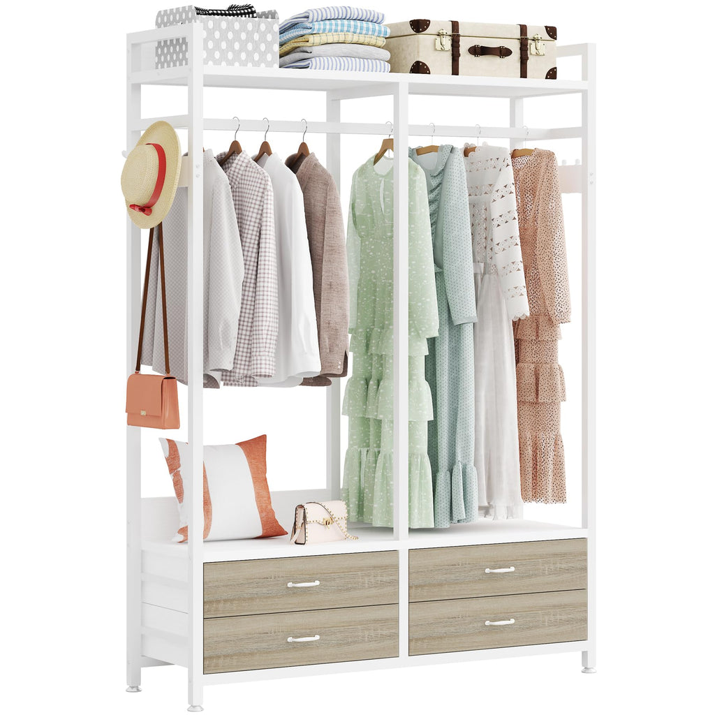 Freestanding Closet Organizer, Garment Rack with 4 Drawers
