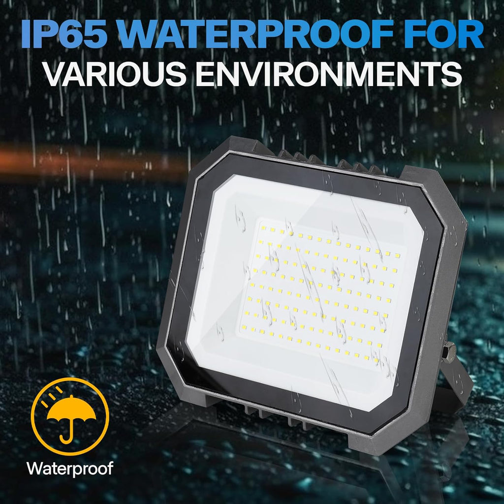 2 Pack 100W LED Flood Lights Outdoor, 3CCT Outside Work Light | 3000/4000/6000K Selectable, 100W 10000LM with 5.9FT