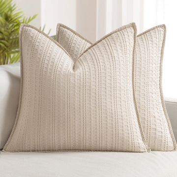Decorative Waffle Euro Sham Pillow Covers 26x26 Oatmeal 2 Pack