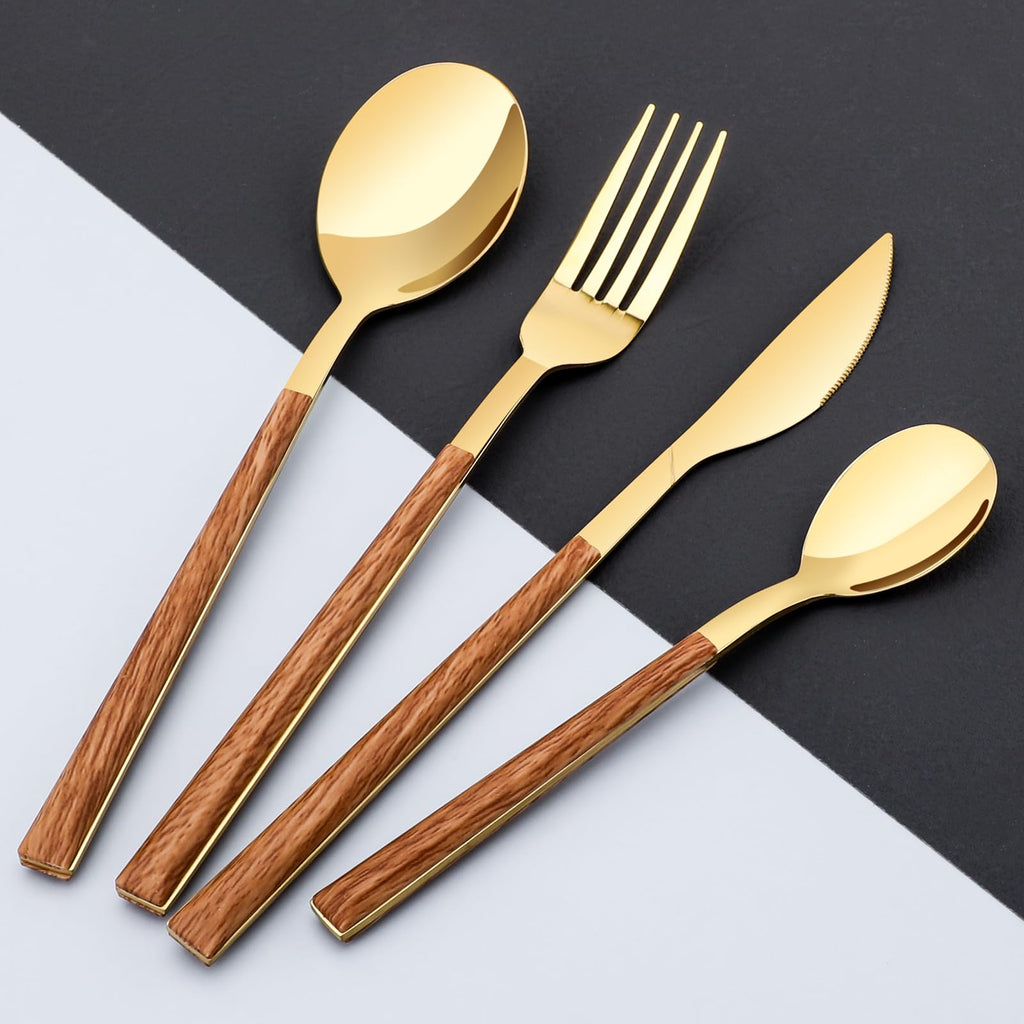 Stainless Steel Flatware Set for 4, Cutlery Utensils Set,Gold