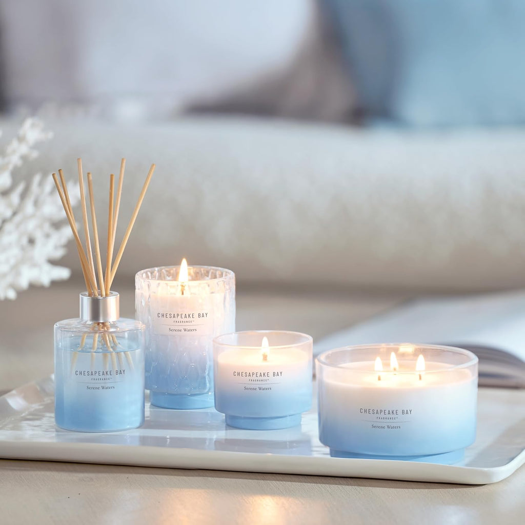 Chesapeake Bay, 11oz Serene Waters Scented Candle, Mood Evoking Fragrance, Textured Sea Glass-Inspired Jar, Premium - Set of 11