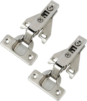 1 Pair（2 Pack） Kitchen Cabinet Hinges for Face Frame Cabinet, Concealed Cabinet Hinges Brushed Nickel with Mounting
