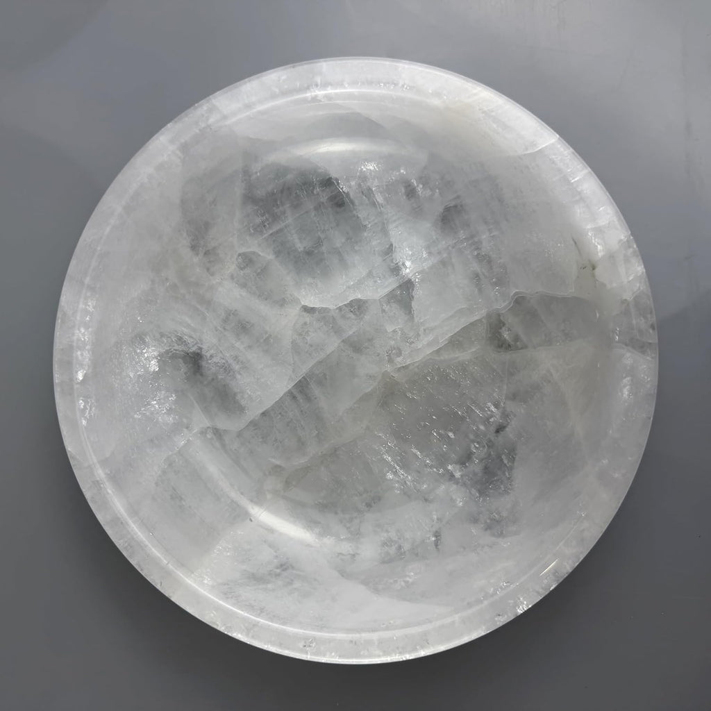 Calcite Stone Bowl, Pure White, Natural Marble Crystal 20cm | Crystals Charging, Hand Carved, Decorative Centerpiece