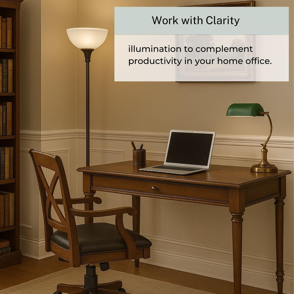 Bronze Floor Lamp, 72'' Torchiere with Glass Shade, Modern Floor Lamp s, Office