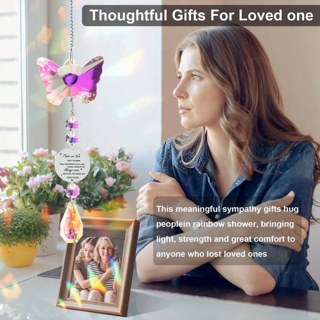 Unique Memorial Sympathy Gifts for Loss Loved One, Bereavement Gift Idea Crystal Butterfly Suncatcher in Remembrance