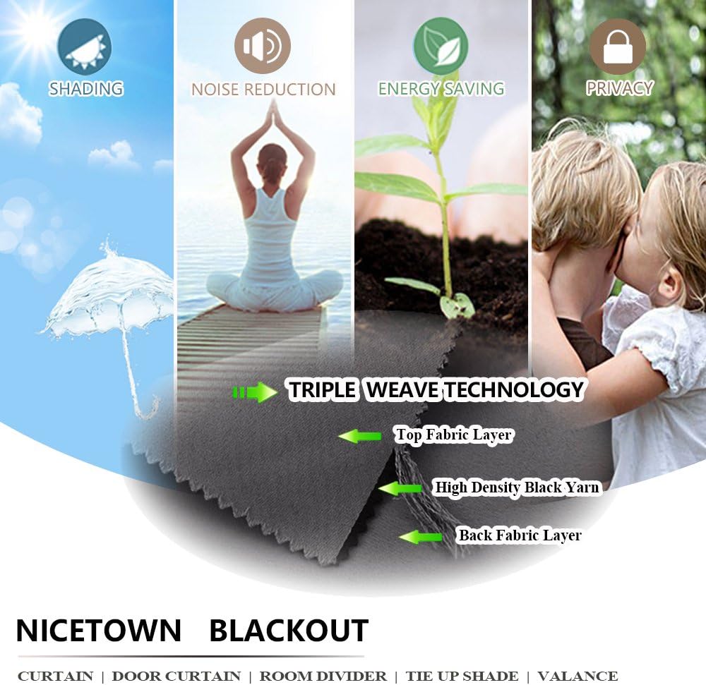 Outdoor Curtain Waterproof 108" Length, Windproof Thermal Insulated Rustproof Top and Bottom Grommet Fixed Blackout