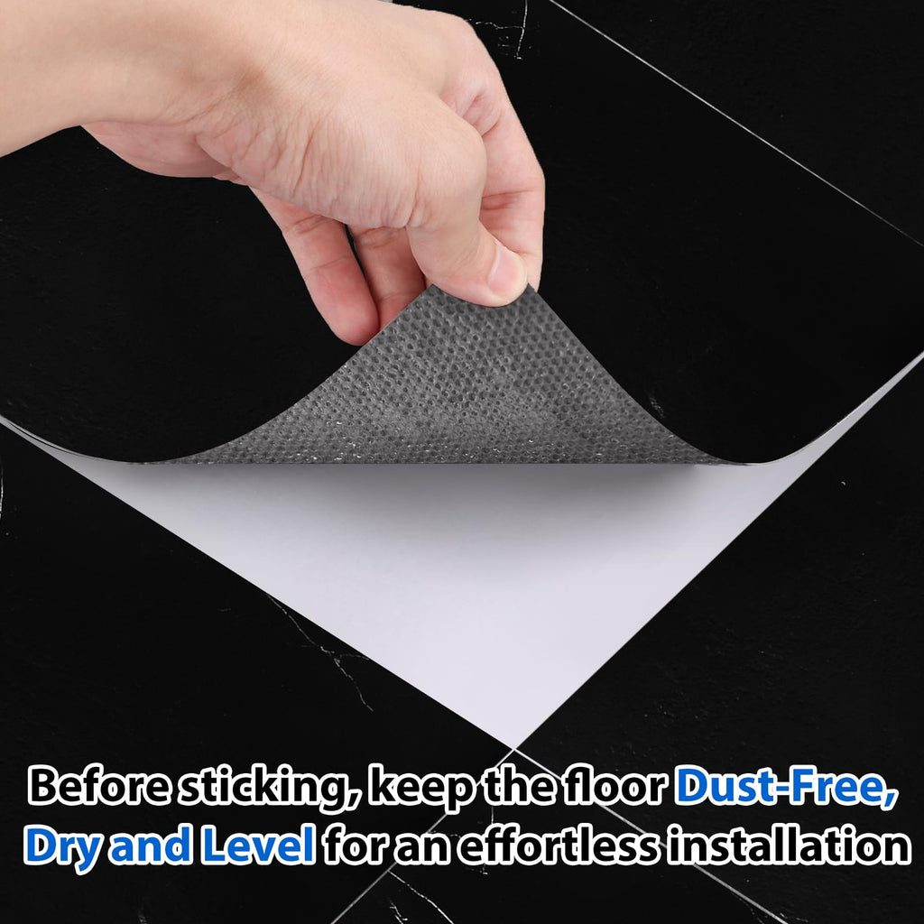 40 Sheet Vinyl Flooring 12 x 12 Inch Peel and Stick Floor Tile Waterproof Black Marble Vinyl Floor Tiles Clearance