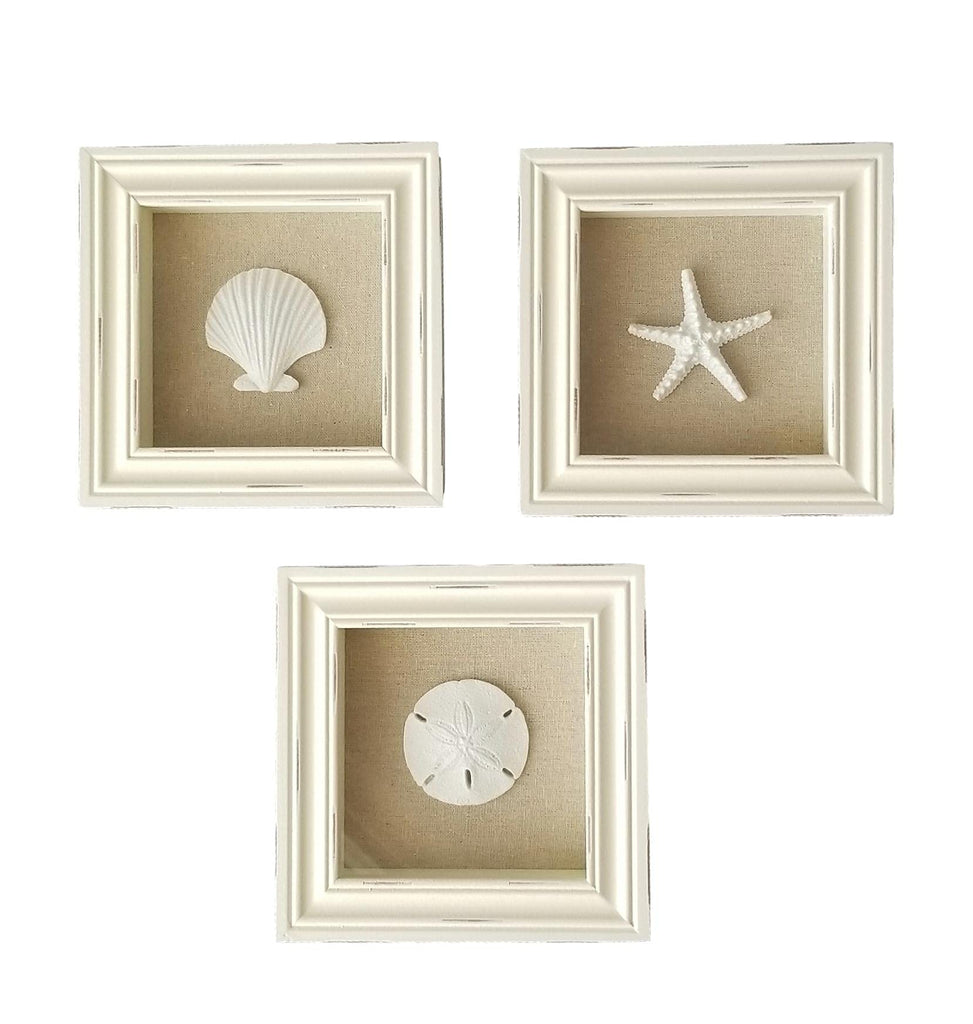 Beach Wall Decor, Set of 3 Frames for Ocean Bathroom or Beachy Room