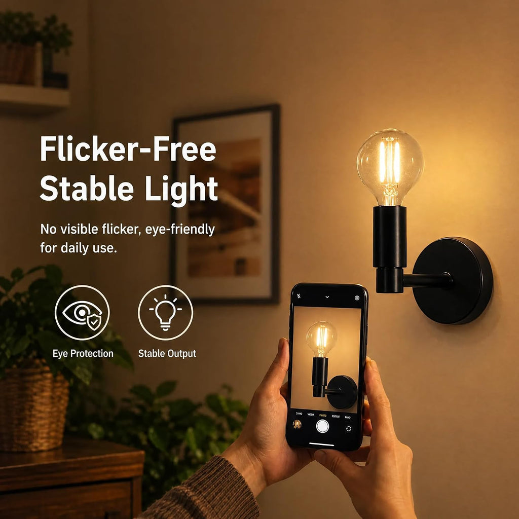 G16.5 LED Bulbs E12 Candelabra Light Bulb 2W,2700K Warm White,Free-Filcker