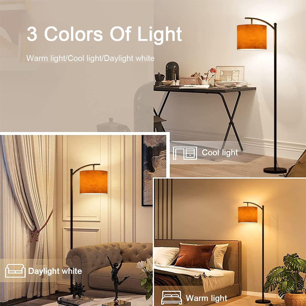 Arc Floor Lamp Orange autumn old watercolor texture painted marbled vintage grunge Modern Tall Standing Lamp Dimmable