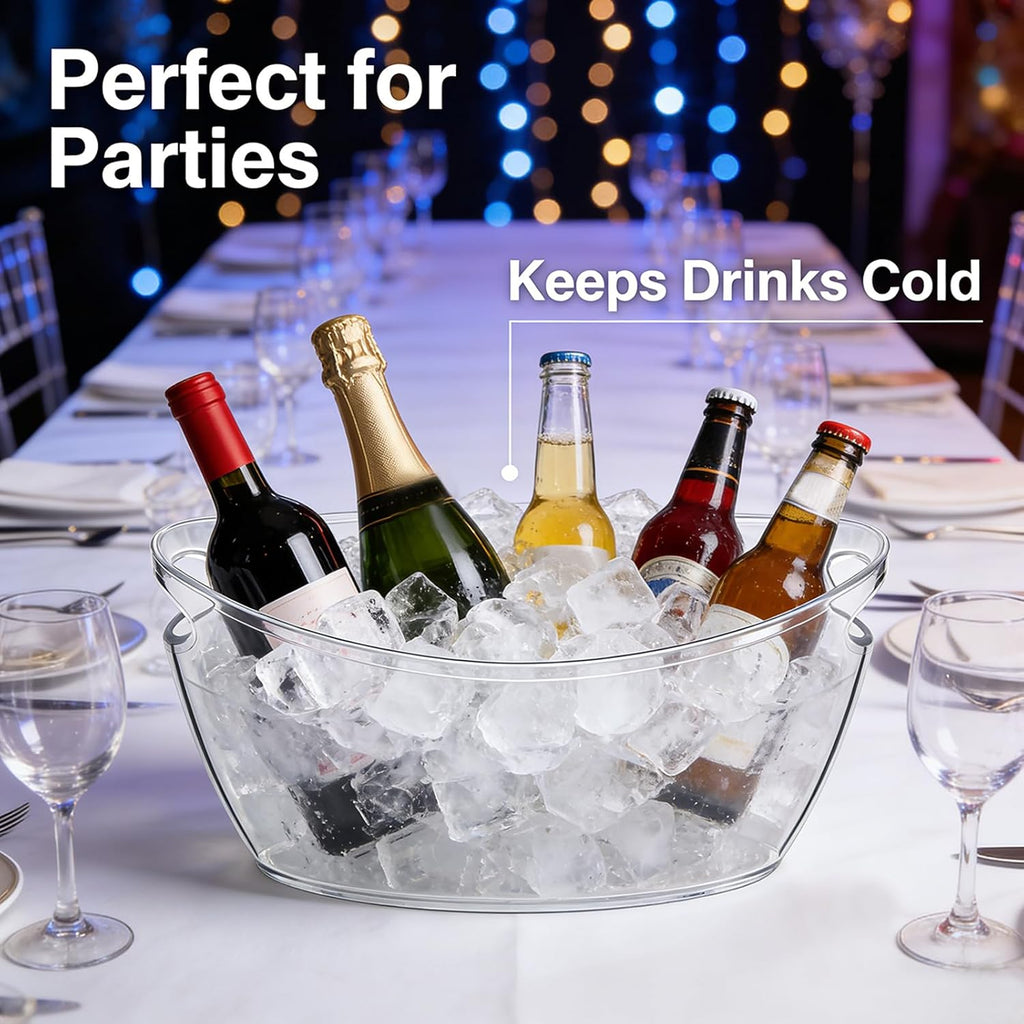 Ice Bucket, Clear Acrylic Ice Buckets for Parties, 5.5L Beverage Tub - Set of 2