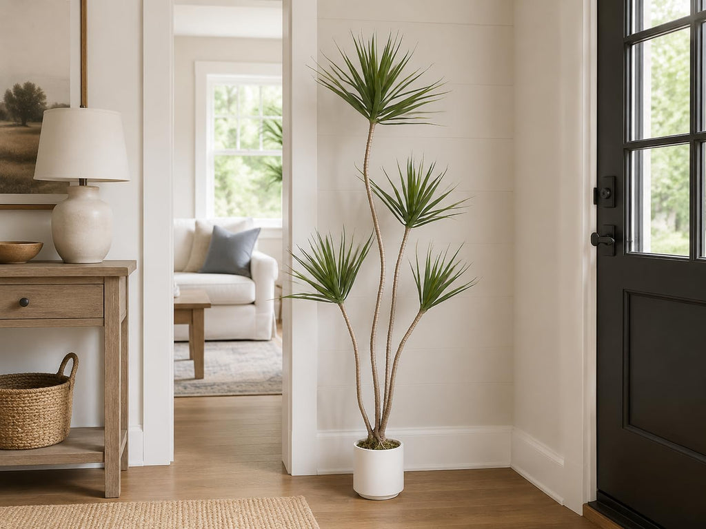 Dracaena Marginata Tree 5FT Faux Dragon Plant with Roots 60inch