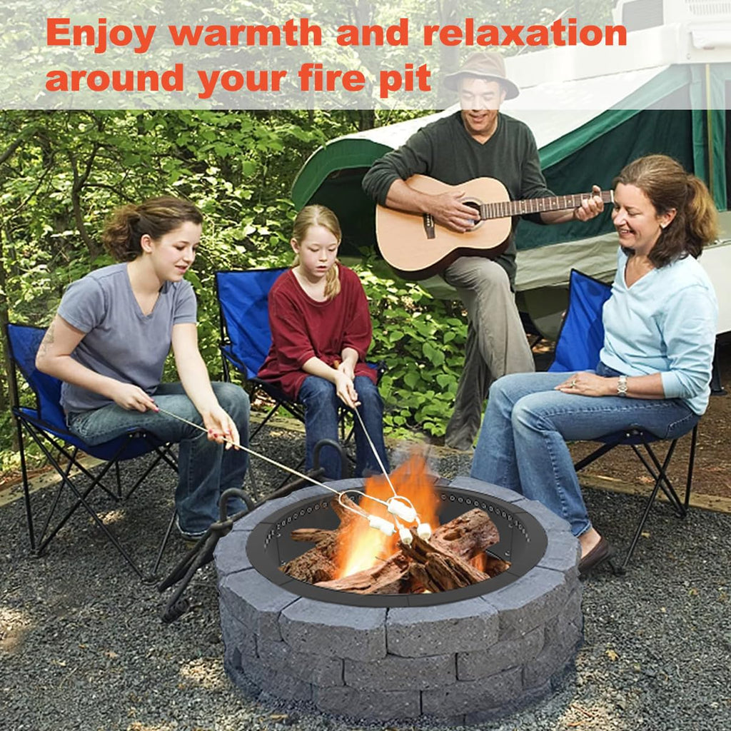 Outdoor Smokeless Fire Pit Ring Liner 35-Inch Outer/31-Inch Inner Diameter, Heavy Duty Solid Metal Steel Round