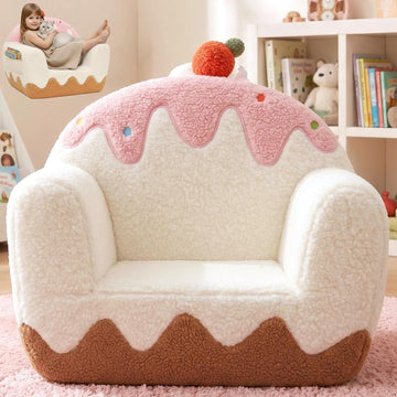 Kids Chair Comfy for Girls 1-6 Years Old, Soft Sherpa Toddler Sofa