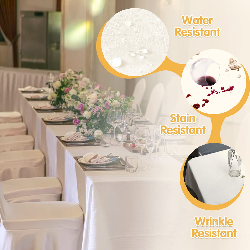 4 Pack Ivory Tablecloths 90x132 Inch for 6ft Rectangle Tables