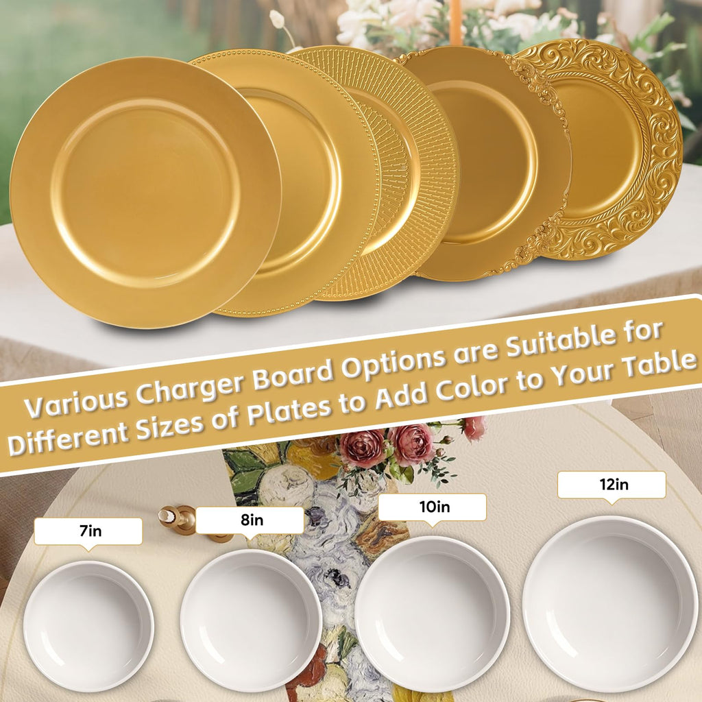 6 Pcs 13 Inch Charger Plates Bulk, Gold Chargers for Dinner Plate, Table Chargers for Table Setting, Wedding