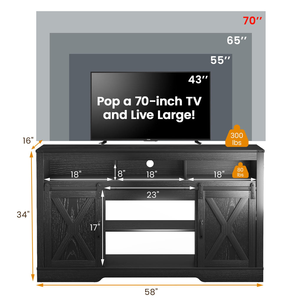 Farmhouse TV Stand for 65+ Inch TV