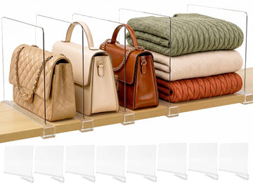 Shelf Dividers Purse Organizer for Closet: Acrylic Clear 8 Pack