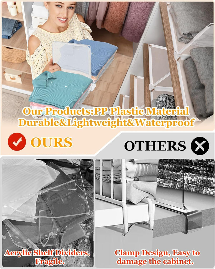 Shelf Dividers for Closet Organization, Portable Closet Shelf Divider, Closet Dividers for Shelves, Shelf Separators