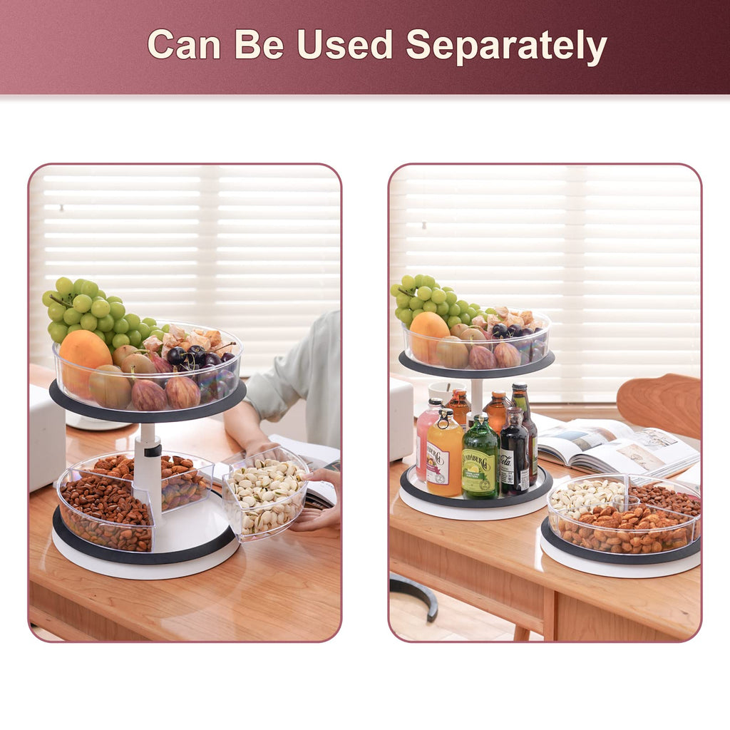 Lazy Susan Medicine Bottle Organizer for Cabinet 2 Tier Clear
