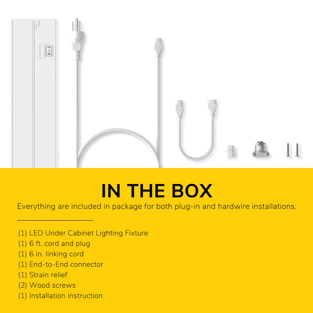 Linkable 3CCT LED Under Cabinet Light, Hardwired/Plug