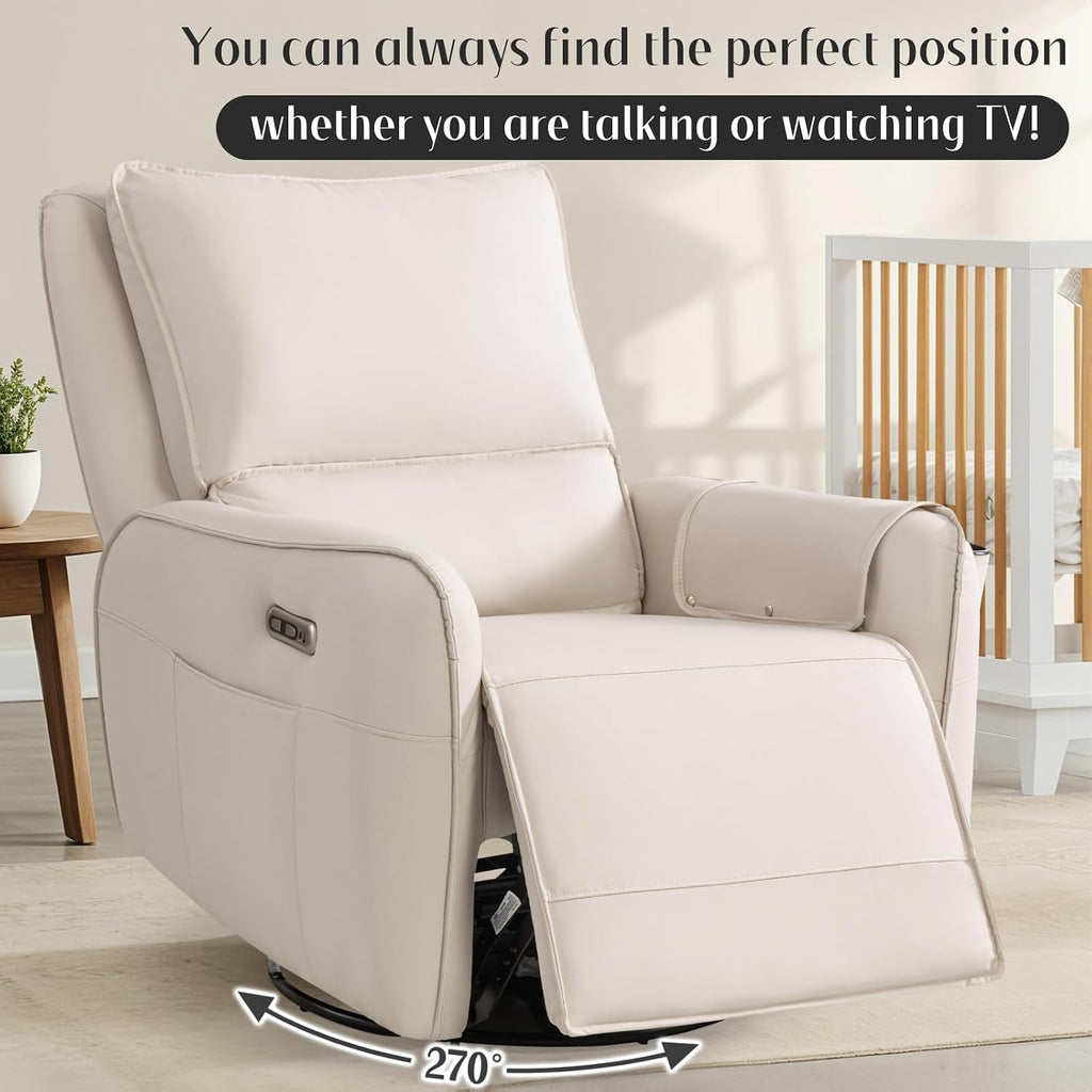 Power Recliner Gliders , Electric Swivel Rocker Recliner Chair, Comfy Upholstered Living Room Reclining Rocking